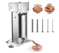 VEVOR Embutidora Vertical Eléctrica de Salchichas Capacidad de 25 L, Embutidora Vertical de Acero Inoxidable, Control de Velocidad Continuo, Pedal y 5 Tubos de Llenado, para Restaurante, Supermercado