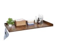 VEVOR Encimera para Lavadora y Secadora 137 x 69,9 cm Cubierta Superior de Madera Soporta hasta 113 kg con Ganchos Laterales, Borde Elevado, Almohadillas para Lavadero Baño Cocina Balcón, Color Marrón
