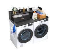 VEVOR Encimera para Lavadora y Secadora con 2 Cajones y Estante de 2 Niveles Encimera de Madera 137 x 70 cm para Lavadora y Secadora con Almohadillas Antideslizantes para Organización, Negro