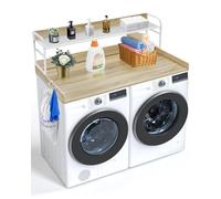 VEVOR Encimera para Lavadora y Secadora con Estantes de 2 Niveles Encimera de Madera 137x70 cm para Lavadora y Secadora con Almohadillas Antideslizantes para Organización Almacenamiento, Roble