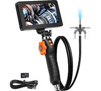 VEVOR Endoscopio Articulado Bidireccional de 180° Cámara Endoscópica Lente de 6,4 mm Pantalla IPS LED de 5" Zoom 8X Cable de 1 m 32 GB Tarjeta Impermeable IP67 para Inspección de Automóviles Drenaje