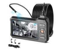 VEVOR Endoscopio de Doble Cámara, Cámara de Inspección con Pantalla IPS, Sonda de 5,5 mm, Batería 3000 mAh, Cable de 5 m, 32 GB, Luces LED, Zoom 8X para Motores, HVAC, Tuberías, Automoción, Fontanería
