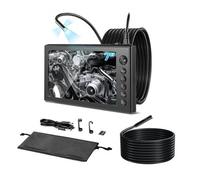 VEVOR Endoscopio de Triple Cámara con Pantalla IPS, Cámara de Inspección con Pantalla Dividida, Sonda de 8 mm, Cable de 3 m y 5 m, Batería 5000 mAh, Luces LED, 32 GB, para Motores, HVAC y Tuberías