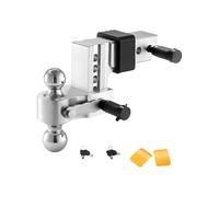 VEVOR Enganche de remolque ajustable, soporte de cabeza de bola de 101,6 mm de alto, apto para receptores de 63,5 mm, con bolas de 50 mm, 58,7 mm, capacidad de 8390 kg, pasador antirrobo para remolque