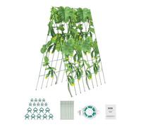 VEVOR Enrejado para Pepinos para Plantas Trepadoras 100 x 80 cm Juego de Enrejado de Pepino Plegable con Ataduras, Enrejado de Metal para Jardines Elevados para Tomates, Pepinos, Calabazas, Verde
