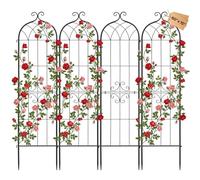 VEVOR Enrejado Metálico para Jardín, 152 x 40,5 cm, Celosías de Jardín, Conjunto de 4 Piezas, Soporte para Plantas Trepadoras, con Estacas, Acero al Carbono, Decoración, para Verduras Flores, Negro