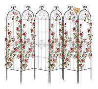 VEVOR Enrejado Metálico para Jardín, 180 x 52,5 cm, Celosías de Jardín, Conjunto de 6 Piezas, Soporte para Plantas Trepadoras, con Estacas, Decoración de Diseño Elegante, para Verduras Flores, Negro