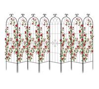 VEVOR Enrejado Metálico para Jardín, 180 x 52,5 cm, Celosías de Jardín, Conjunto de 8 Piezas, Soporte para Enredaderas con Estacas, Decoración de Diseño Elegante, para Plantas Trepadoras Flores, Negro