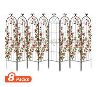 VEVOR Enrejado Metálico para Jardín, 180 x 52,5 cm, Celosías de Jardín, Conjunto de 8 Piezas, Soporte para Enredaderas con Estacas, Decoración de Diseño Elegante, para Plantas Trepadoras Flores, Negro