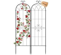 VEVOR Enrejado Metálico para Jardín, 180 x 52,5 cm, Celosías de Jardín, Paquete de 2 Piezas, Soporte para Plantas Trepadoras, con Estacas, Decoración de Diseño Elegante, para Verduras Flores, Negro