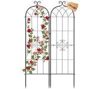 VEVOR Enrejado Metálico para Jardín, 180 x 52,5 cm, Celosías de Jardín, Paquete de 2 Piezas, Soporte para Plantas Trepadoras, con Estacas, Decoración de Diseño Elegante, para Verduras Flores, Negro