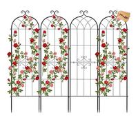 VEVOR Enrejado Metálico para Jardín, 180 x 52,5 cm, Celosías de Jardín, Set de 4 Piezas, Soporte para Plantas Trepadoras, con Estacas, Decoración, Acero al Carbono, para Verduras Flores, Color Negro
