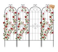 VEVOR Enrejado Metálico para Jardín, 180 x 52,5 cm, Celosías de Jardín, Set de 4 Piezas, Soporte para Plantas Trepadoras, con Estacas, Decoración, Acero al Carbono, para Verduras Flores, Color Negro