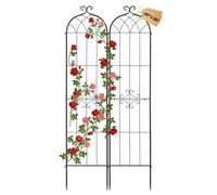 VEVOR Enrejado Metálico para Jardín, 220 x 52,5 cm, Celosías de Jardín, Paquete de 2 Piezas, Soporte para Plantas Trepadoras con Estacas, Decoración, Acero al Carbono, para Enredaderas Flores, Negro