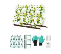 VEVOR Enrejado para Pepinos para Plantas Trepadoras 90 x 140 cm Juego de Enrejado de Pepino Plegable con Clip para Plantas, Enrejado de Metal para Jardines Elevados para Tomates, Pepinos, Galvanizado