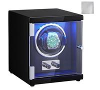 VEVOR Enrollador Automático de Relojes 1 Caja de Reloj para Relojes Automáticos con Motor Mabuchi Japonés Silencioso 5 Modos de Cuerda en Panel de Alta Densidad y LED Azul Acrílico Uso Doméstico