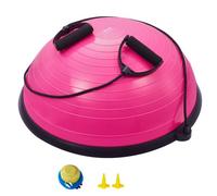 VEVOR Entrenador de Pelota de Medio Ejercicio, Entrenador de Pelota de Equilibrio de 620 x 215 mm de Capacidad de 300 kg con Bandas de Resistencia y Bomba de Pie, para Gimnasio en Casa de Cuerpo, Rosa