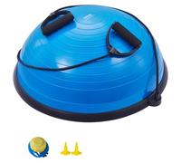 VEVOR Entrenador de Pelota de Medio Ejercicio, Entrenador de Pelota de Equilibrio de 620 x 215 mm de Capacidad de 300 kg con Bandas de Resistencia y Bomba de Pie para Gimnasio en Casa, Color Azul