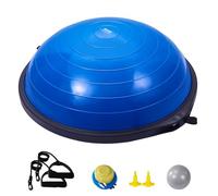 VEVOR Entrenador de Pelota de Medio Ejercicio, Entrenador de Pelota de Equilibrio de 660 x 200 mm de Capacidad de 680 kg con Bandas de Resistencia y Bomba de Pie, para Gimnasio en Casa de Cuerpo, Azul
