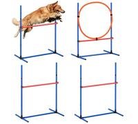 VEVOR Equipo de Entrenamiento de Agilidad para Perros 4 Piezas Carrera de Obstáculos para Cachorros con Vallas Altas Ajustables Postes Anillo de Salto Bolsa de Almacenamiento para Jardín