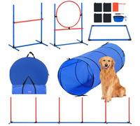 VEVOR Equipo de Entrenamiento de Agilidad para Perros 5 Piezas Carrera de Obstáculos para Cachorros con Vallas Altas Ajustables 6 Postes Túnel Anillo de Salto Caja de Descanso Silbato Cuenco Plegable