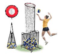 VEVOR Equipo de Entrenamiento Profesional para Colocador de Voleibol, con Ángulo y Altura Ajustables, con Carrito, 4 Ruedas y Bolsa de Transporte, para Interior y Exterior para Saques, Remates