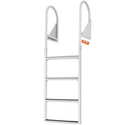 VEVOR Escala de Muelle Plegable 4 escalones, Carga 350 LB 158 kg, Escalera de Barco Pontón Aleación Aluminio Caminar 50,8 mm Alfombra Goma Antideslizante para Barco, Lago, Piscina, Embarque Marino