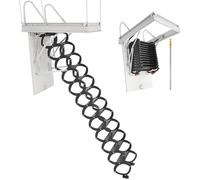 VEVOR Escalera de Ático, Carga 299,4 kg, Apta para Techos 2,9 a 3 m de Altura y Abertura 100 x 70 cm, Acero de Aleación, Retráctil y Abatible con Barra de Tracción para Techos de Áticos y Lofts