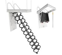 VEVOR Escalera de Ático, Carga 299,4 kg, para Techos de 2,6 a 2,9 m de Altura y Abertura 100 x 69 cm, de Acero Aleación, Retráctil y Abatible con Barra de Tracción para Techos de Áticos y Lofts