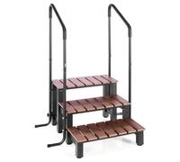 VEVOR Escalera de Bañera 3 Escalones, para Piscinas Elevadas/Inflables, para Caravana, con Capacidad de Carga 249,48 kg, Antideslizante, para Porches y Patios, 990 x 755 x 1340 mm, Marrón y Negro