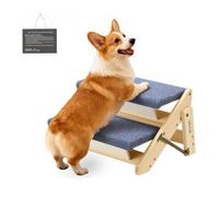 VEVOR Escalera de Madera para Mascotas, 2 Peldaños, para Camas, Sofás y Coches, Carga 50 kg, Plano y Plegable, Estable y Resistente, para Mascotas Pequeñas, Medianas y Grandes, 370 x 470 x 260 mm