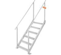VEVOR Escalera de Muelle Altura Ajustable 109-130 cm Pontón Escalera para Barco 6 Escalones Aleación de Aluminio Carga 226 kg con Pasamanos Pedales Antideslizantes para Embarque en Barco, Piscina