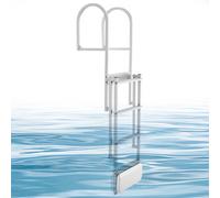 VEVOR Escalera de Muelle Capacidad de 227 kg con 4 Peldaños Antideslizantes, Pasamanos, Escalera Retráctil de Aluminio con Elevación Automática para Pontón Lago Barco Piscina Plataforma de Natación