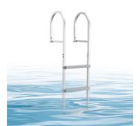 VEVOR Escalera de Muelle de Aleación de Aluminio con 3 Peldaños Antideslizantes de PP, Escalera de Pontón Desmontable con Pasamanos, Soporta 227 kg, Uso en Embarcaciones Piscinas Barcos Natación Lago