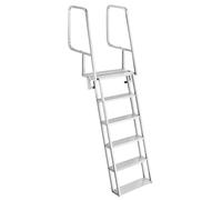 VEVOR Escalera de Muelle de Aleación de Aluminio con 6 Peldaños Antideslizantes, Escalera de Pontón Abatible con Pasamanos, Cuerda, Soporta 159 kg, Uso en Piscinas Embarcaciones Natación Barcos Lago