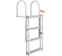 VEVOR Escalera de Muelle Retráctil 4 Peldaños Carga de 158 kg Escalera de Pontón para Barco Aleación de Aluminio Altura Ajustable 1400-1705 mm Pedales Antideslizantes para Embarque, Barco, Bote