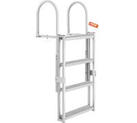 VEVOR Escalera de Muelle Retráctil 4 Peldaños Carga de 158 kg Escalera de Pontón para Barco Aleación de Aluminio Altura Ajustable 1400-1705 mm Pedales Antideslizantes para Embarque, Barco, Bote