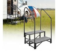 VEVOR Escalera para Autocaravana de 2 Peldaños Carga de 299,38 kg, Escalera con Pasamanos Doble con Alfombrilla Antideslizante, para Personas Mayores y Mascotas, Portátil para Jacuzzi, Caravana