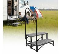 VEVOR Escalera para Autocaravana de 2 Peldaños, Escalera con Pasamanos Carga de 299,38 kg, con Alfombrilla Antideslizante, para Personas Mayores y Mascotas, Portátil para Jacuzzi, Caravana, Porche