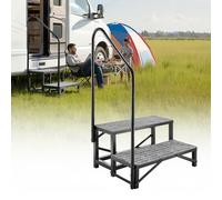 VEVOR Escalera para Autocaravana de 2 Peldaños, Escalera con Pasamanos Carga de 299,38 kg, con Alfombrilla Antideslizante, para Personas Mayores y Mascotas, Portátil para Jacuzzi, Caravana, Porche
