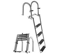 VEVOR Escalera para Barco Telescópica de Acero Inoxidable de 4 Peldaños, Soporta 272 kg, Escalera Plegable de Embarque con Peldaños Antideslizantes y Pasamanos para Pontón, Plataforma, Muelle, Piscina