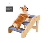 VEVOR Escalera para Perros de 580 x 430 x 380 mm, 3 Peldaños, de Madera, para Mascotas Pequeñas, Medianas, Grandes y Mayores, Así como para Cachorros de hasta 68 kg, para Camas, Sofás y Coches