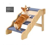 VEVOR Escalera para Perros de 740 x 430 x 500 mm, 4 Peldaños, Madera de Pino y Tela de Fieltro, para Mascotas Pequeñas, Medianas, Grandes y Mayores, Ideal para Camas, Sofás y Coches, Carga 68 kg