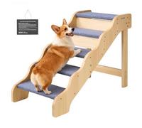 VEVOR Escalera para Perros de 910 x 430 x 630 mm, 5 Peldaños, de Madera, para Mascotas Pequeñas, Medianas, Grandes y Mayores, Así como para Cachorros de hasta 68 kg, para Camas, Sofás y Coches