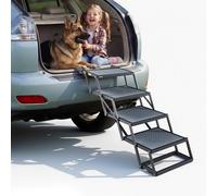VEVOR Escalera para Perros Plegable para Coche, 4 Peldaños, Rampa para Perros, Capacidad de Carga de 181 kg, Escalones Antideslizantes, Altura Ajustable, Escalera Portátil para Subir a SUVs Camas Sofá