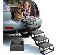 VEVOR Escalera para Perros Plegable para Coche, 5 Escalones, Rampa para Perros Plegable, Soporta hasta 91 kg, Huella con Alfombra Antideslizante, Portátil, Acceso a Vehículo Cama Sofá para Mascotas