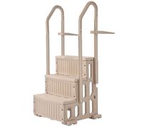 VEVOR Escalera para Piscina, 3 Escalones con Pasamanos Dobles y Escalones Resistentes Antideslizantes, Interiores y Exteriores, Capacidad de Carga Máxima 181,4 kg, Gris Topo, 1500 x 820 x 670 mm