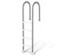 VEVOR Escalera para Piscina, 4 Escalones con Pasamanos Dobles y Escalones, Acero Inoxidable, Carga de 120 kg, para Piscinas Enterradas con Plataforma Montada, 600 x 445 x 1825 mm, Plata + Blanco