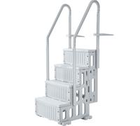 VEVOR Escalera para Piscina, 4 Escalones con Pasamanos Dobles y Escalones Antideslizantes, Carga 181,4 kg, para Piscinas Enterradas y Elevadas con Superficie de Cubierta, Gris, 874 x 808 x 1985 mm