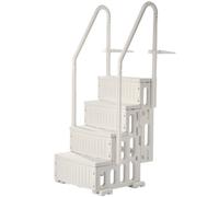 VEVOR Escalera para Piscina, 4 Escalones con Pasamanos Dobles y Escalones Resistentes Antideslizantes, Carga de 181,4 kg, para Piscinas Enterradas y Elevadas, Blanco Leche, 874 x 808 x 1985 mm